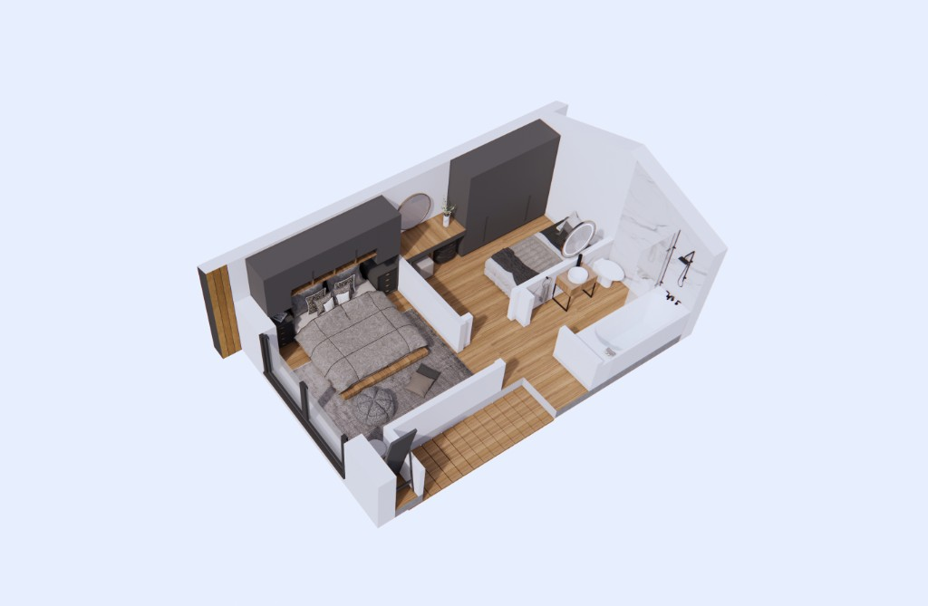 Grundriss Obergeschoss mit Schlafzimmern und Bad